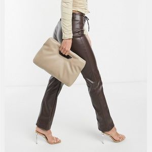 ASOS DESIGN flare pant in chocolate leather-look